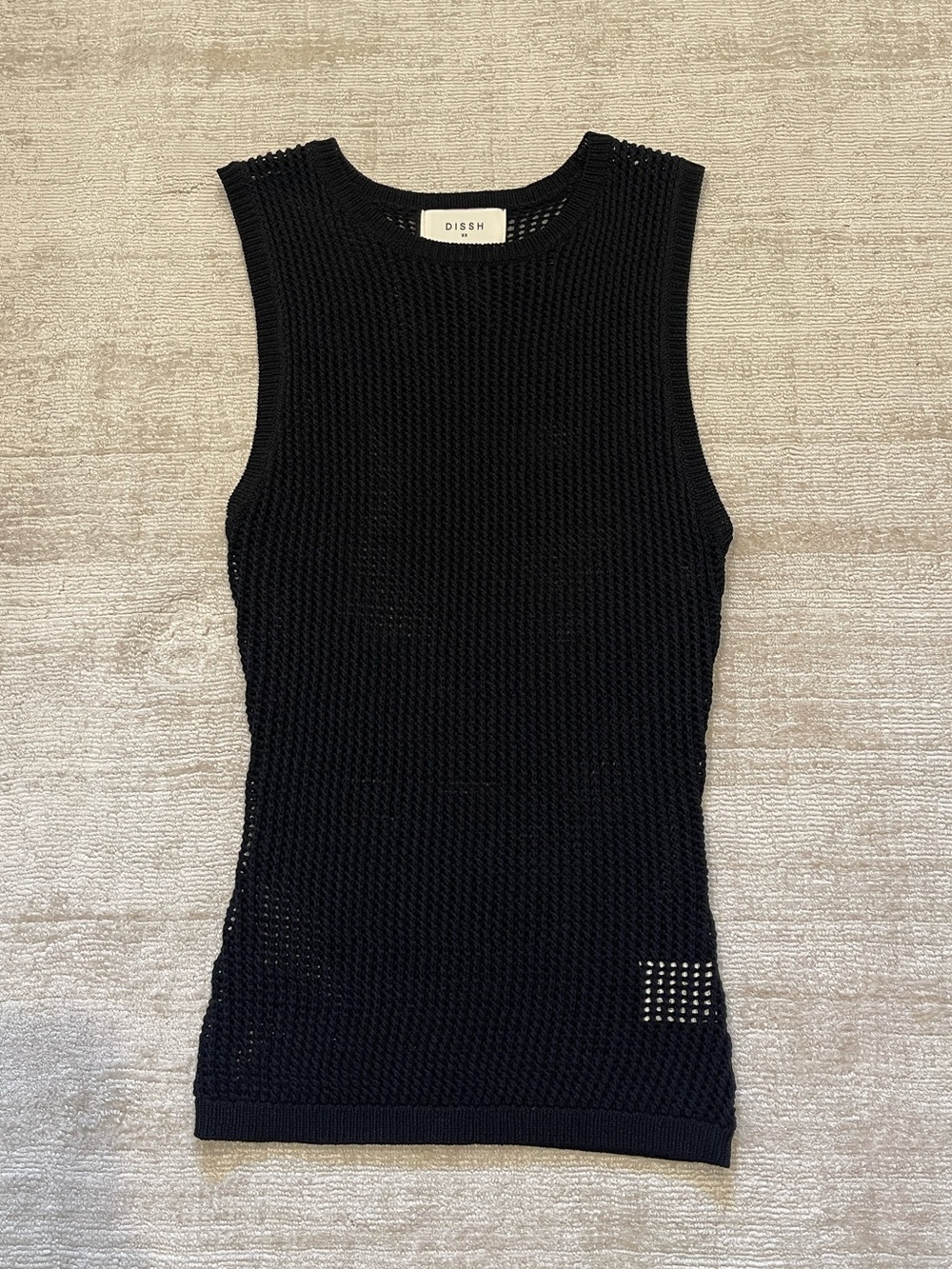 DISSH Black Open-Knit Sleeveless Tank